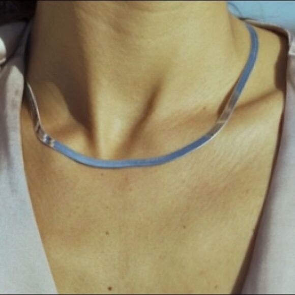 NEW 925 Sterling Silver Herringbone Snake Necklace - Picture 4 of 10